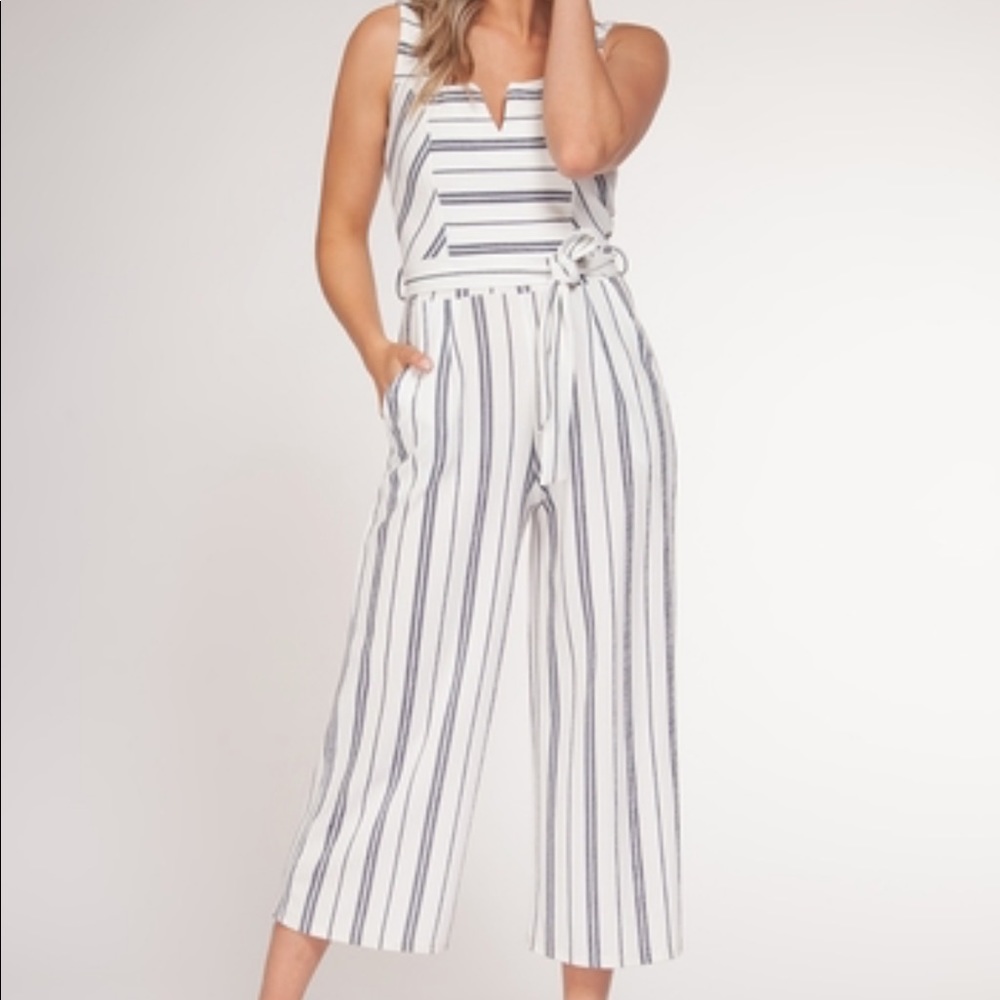Navy and white striped jumpsuit. Brand, Black Tape size Medium NWT